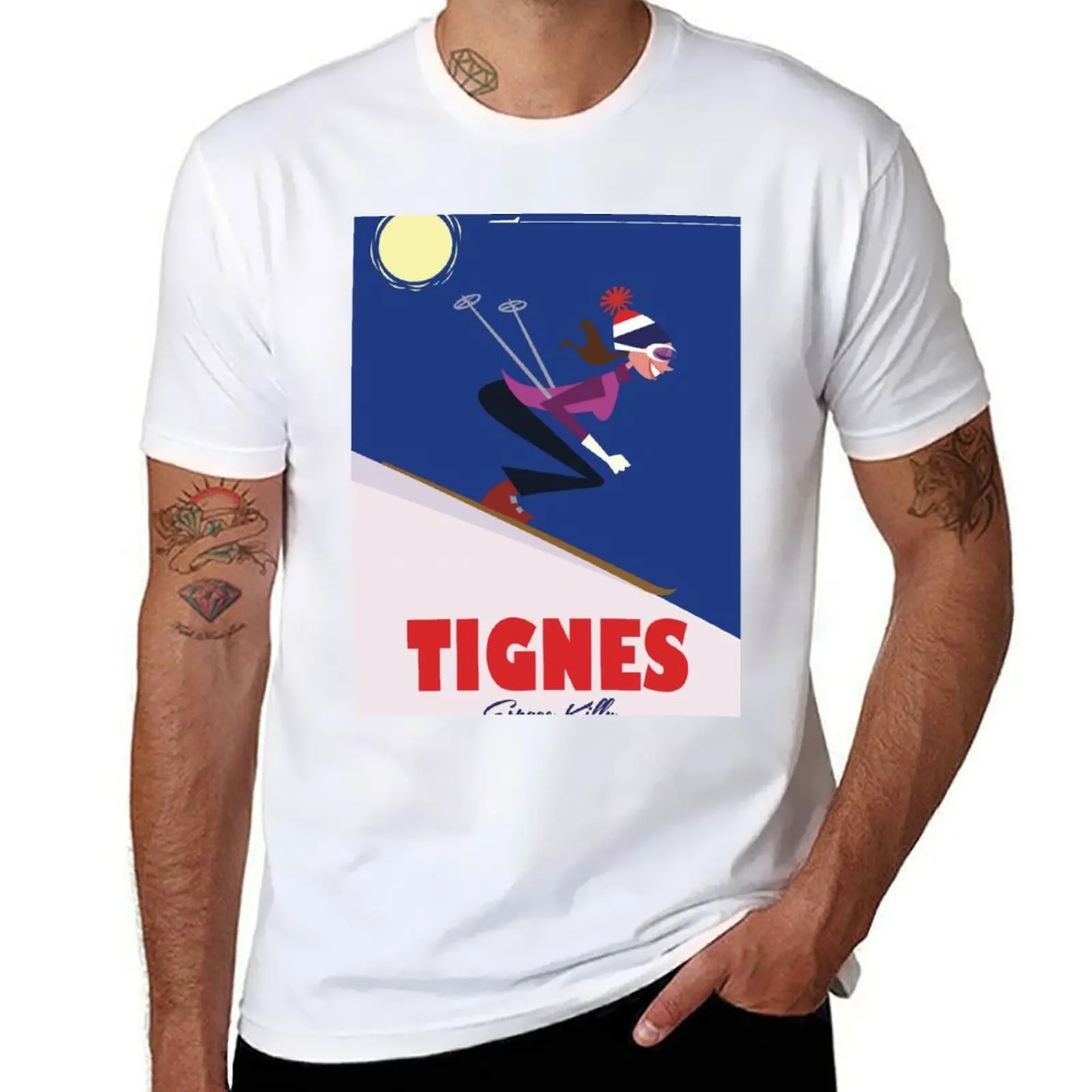 

Tignes poster T-Shirt t shirts designer t shirt for man 100 percent cotton t shirt personalised T-shirt