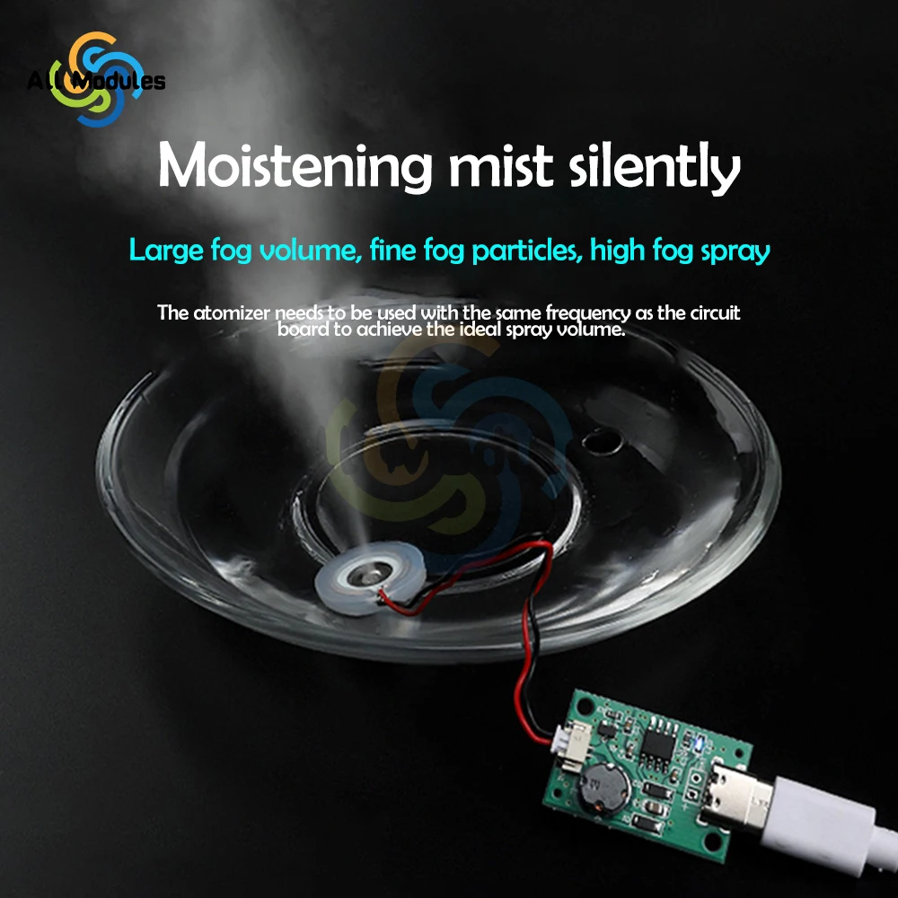 Dc5V Usb Ultrasonic Spray Humidifier Atomizer Drive Module Ultrasonic Humidifier Diy Package Type-c Usb Interface