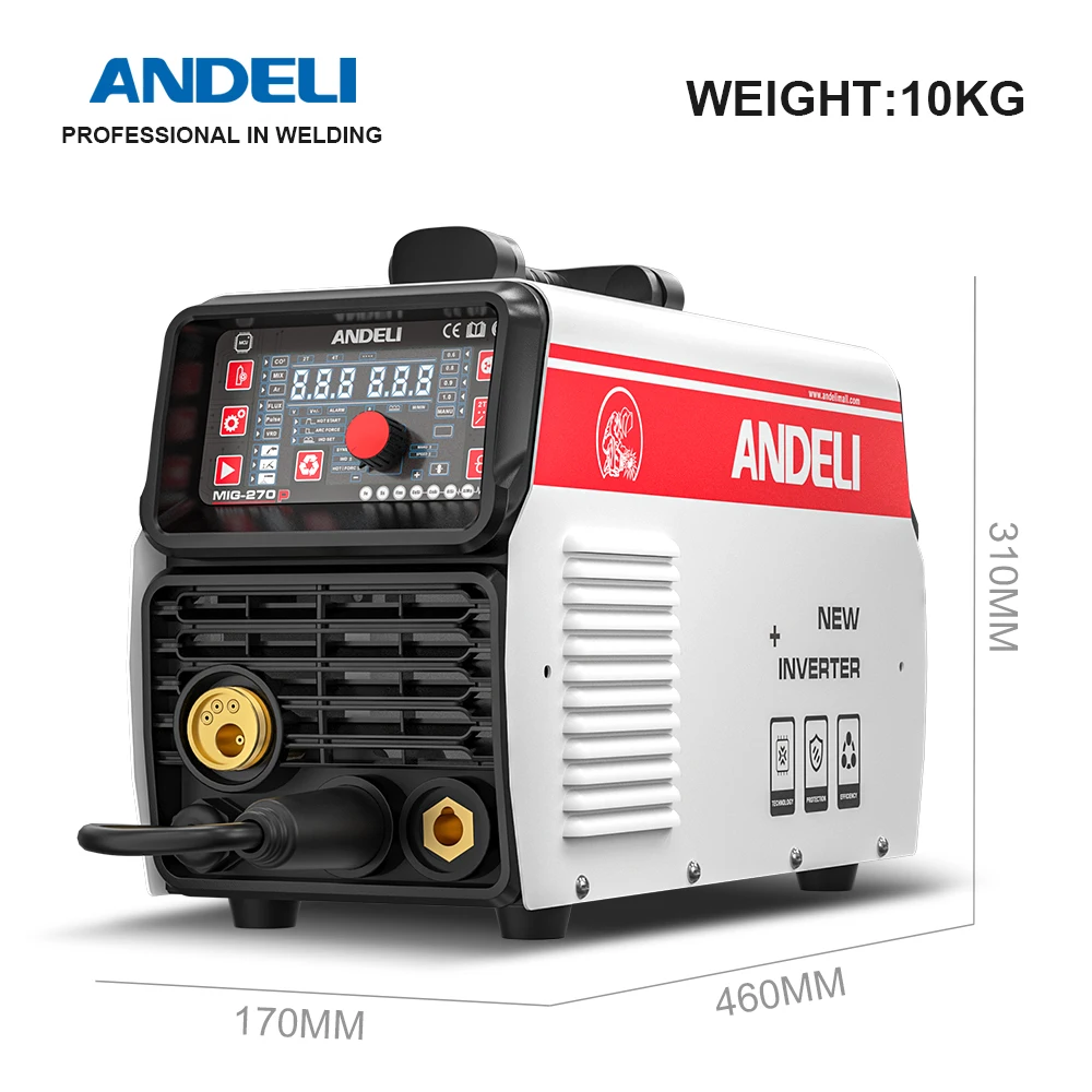 ANDELI Semi-automatic Welding Machine MIG Pulse/Lift TIG/MMA 220V LED Screen Inverter Aluminum Welder Gasless Welding