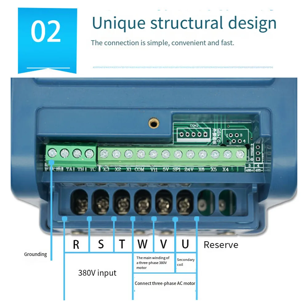 For Industrial Use 168mm*114mm 3 Phase Converter 1.5KW Drive Built-in Safeguards Control Mode V F High Torque Control