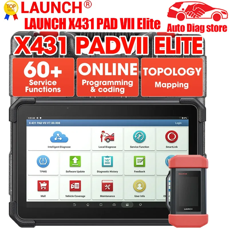 

Launch X431 PAD VII Pad7 Elite Full System Car Diagnostic Tool with Smartlink C VCI Support Online Coding and Programming