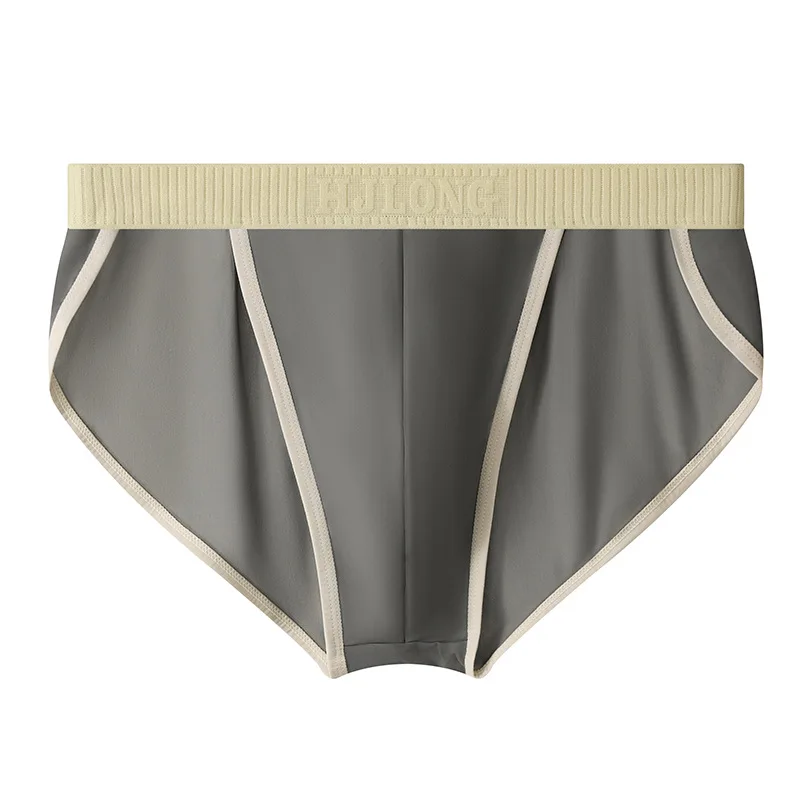 

Men Brief Underwear Ice Silk Thin Soft Quick Dry Comfy Sports Panties Youth Mid Waist U Convex Pouch Underpants High Fork Trunks