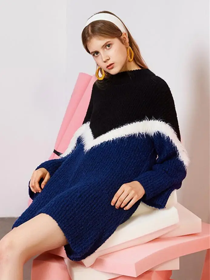 

Повседневный цвет Blo f High Ne Bell Sve, мягкий вязаный свитер, женский весенне-осенний милый свитер из смесовой ткани, длинный све