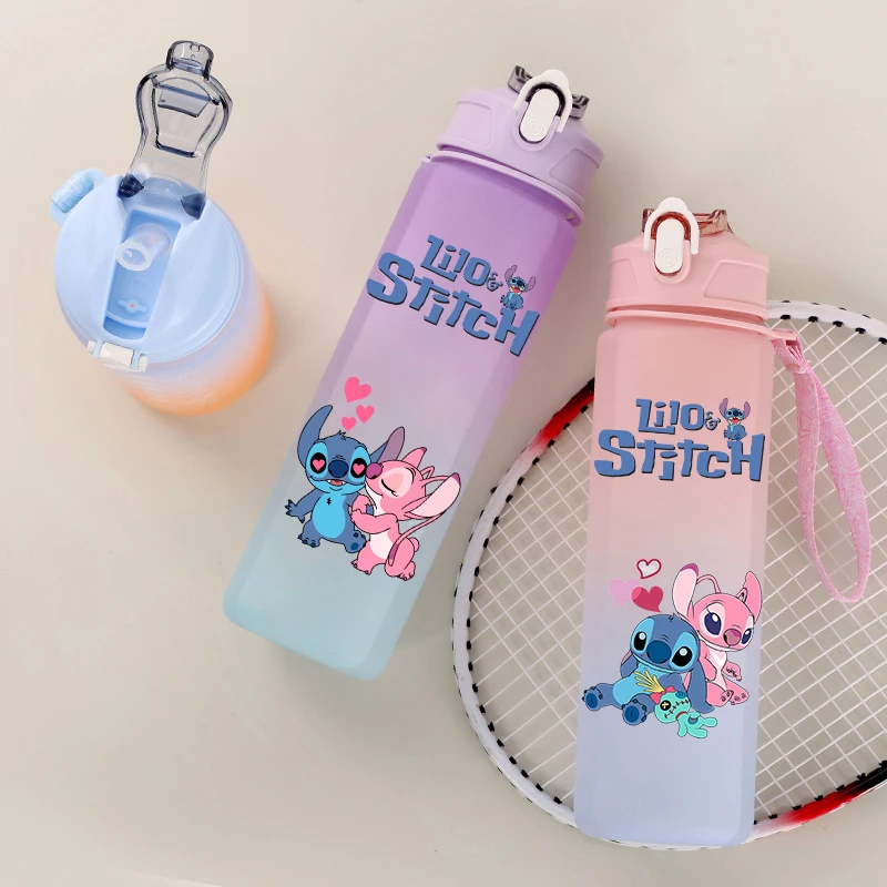 750ml Butelka na wodę Disney Lilo Stitch Anime Cartoon Kubek do picia o dużej pojemności Przenośny kubek na wodę do uprawiania sportów na świeżym powietrzu Prezent dla dzieci