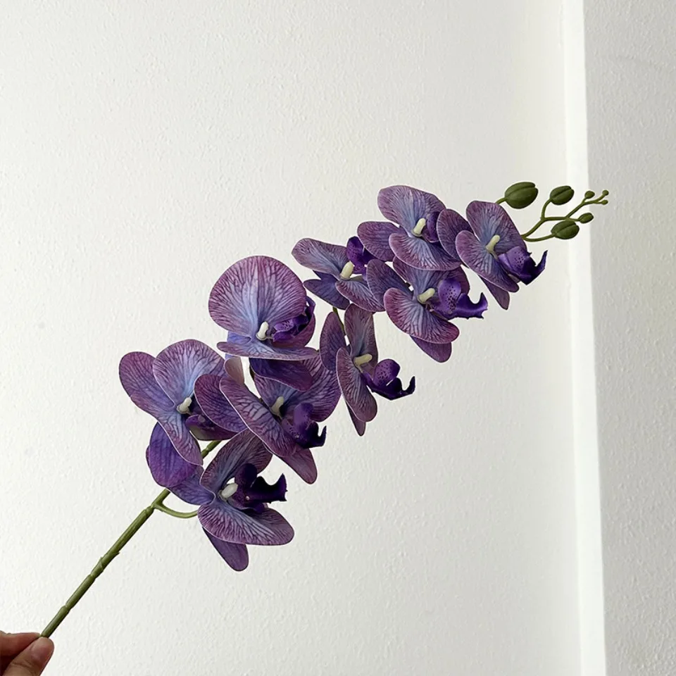 9-Köpfiger Künstlicher Phalaenopsis-Blumenzweig Realistische Seidenblume Künstliche Orchidee für Hochzeit, Party und Heimdekoration – Detail 8