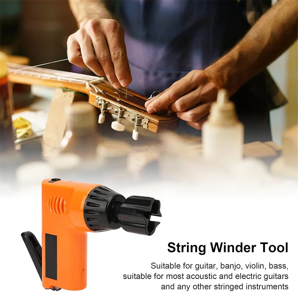 ABAB Multi-Function Electric String Winder String Cutter USB Rechargeable Electric Guitar String Winder for Guitar Ukulele A