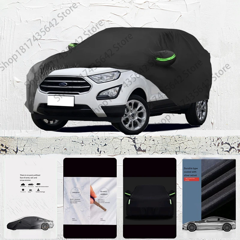 For Ford ECOSPORT fit Outdoor Protection Full Car Covers Snow Cover Sunshade Waterproof Dustproof Exterior Car cover Black