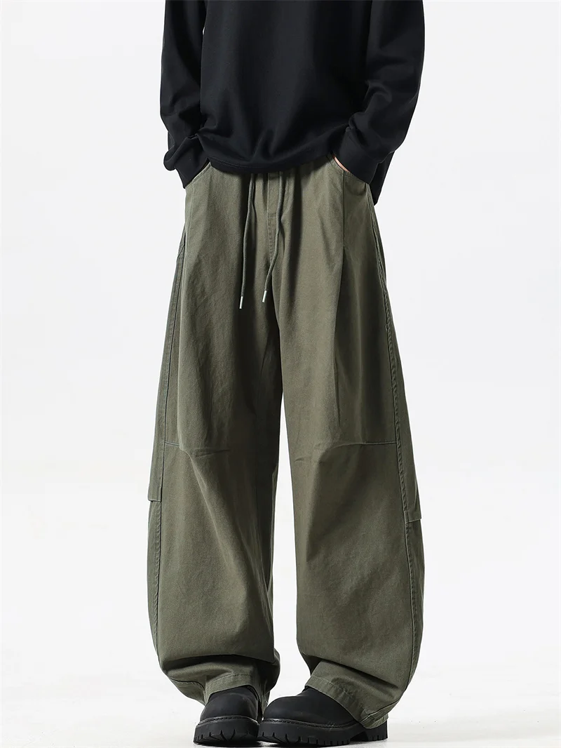 

Men's Utili Pants 2025 New Dstring Straight Leg Patchwork Pleated Sli Heavyweight American Trendy Brand Paratrooper ...