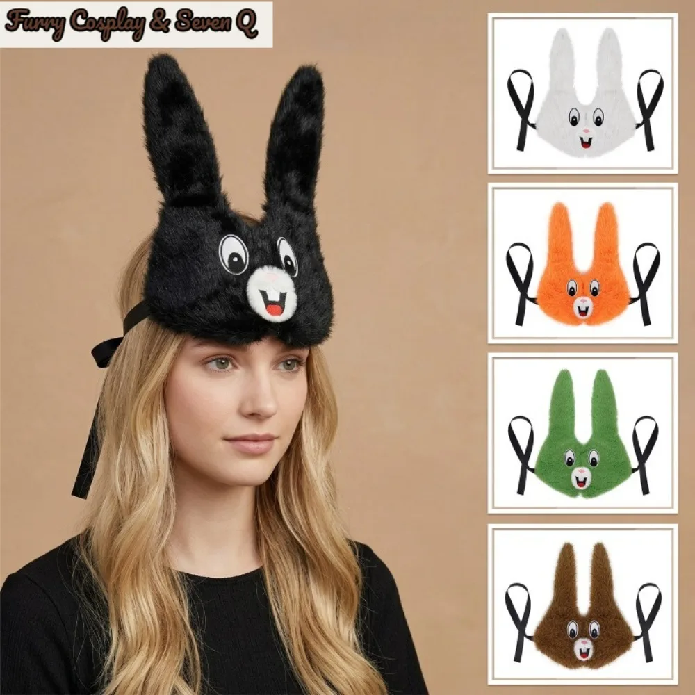 Cartoon Rabbit Headband Eye Mask Bunny Headwear Masquerade Ball Cosplay Easter Dress Up for Women Men Theme Party