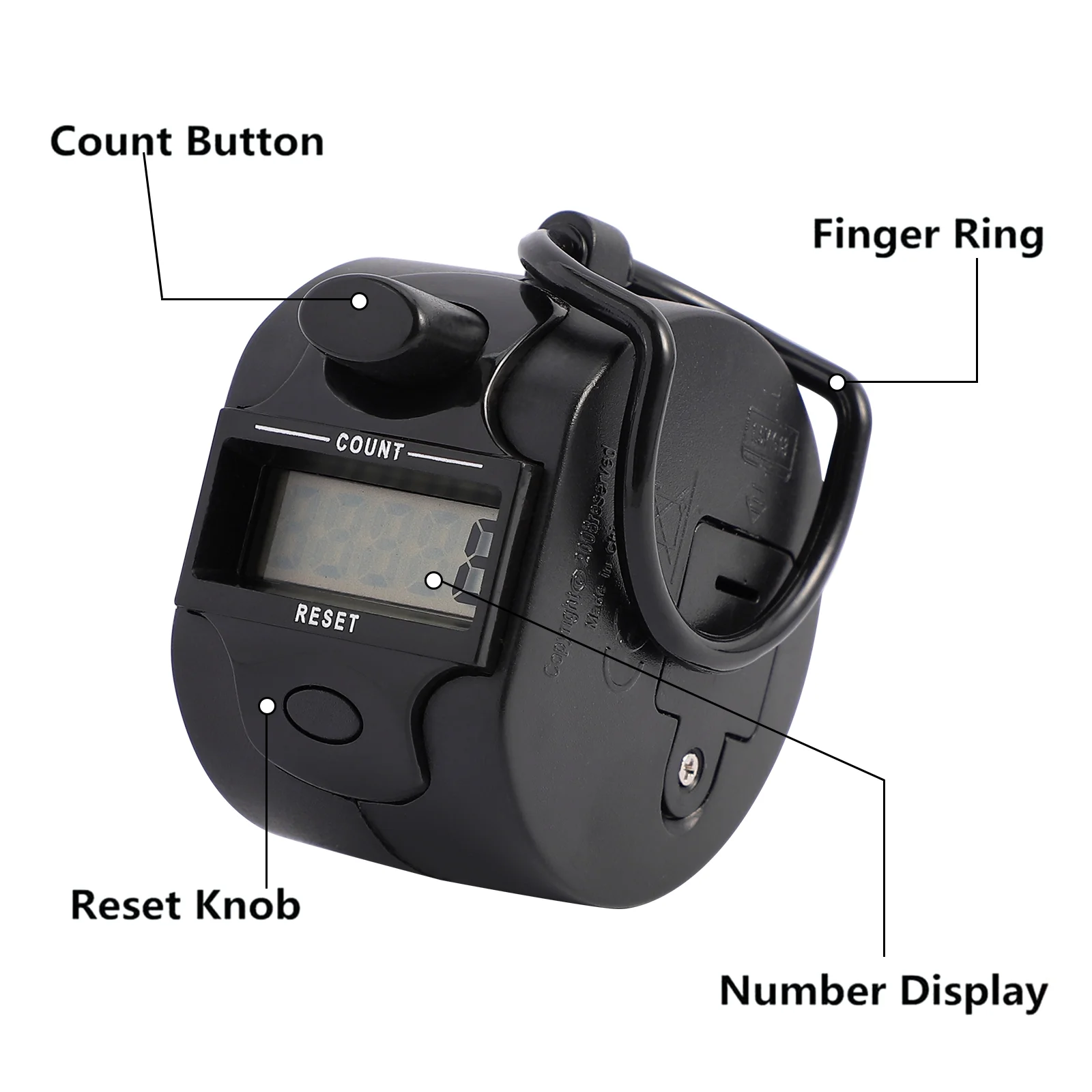 Practical Electronic Tally Counters Manual Digital Counter with Finger Ring for Efficient Counting and Easy Operation