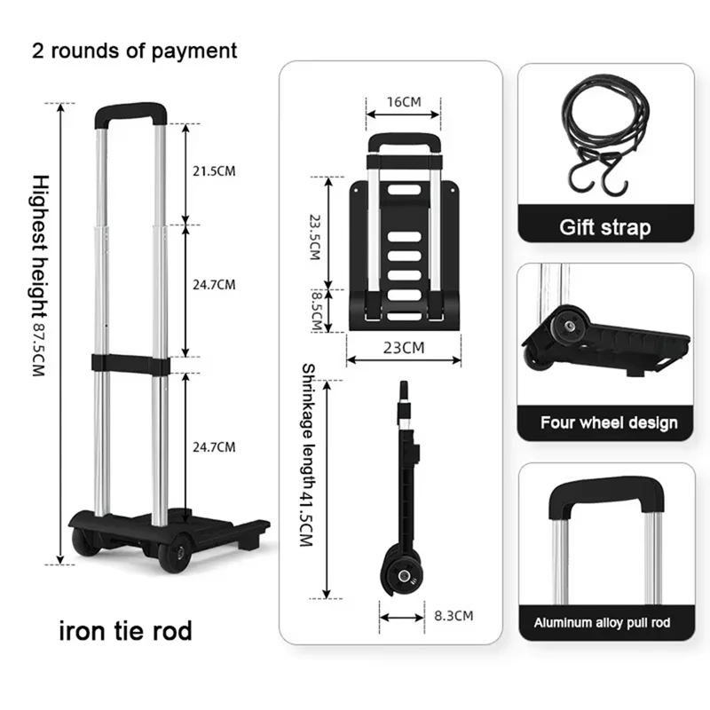 HOT! Sturdy Folding Hand Truck, Portable Luggage Cart, Utility Hand Truck For Shopping, Household & Trailers