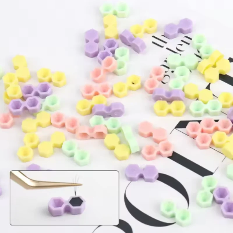 200pcs Disposable Glue Rings Plastic Cup Rings Holder Diamond Shape Tattoo Pigment Eyelash Extension Tools Lash Supplies