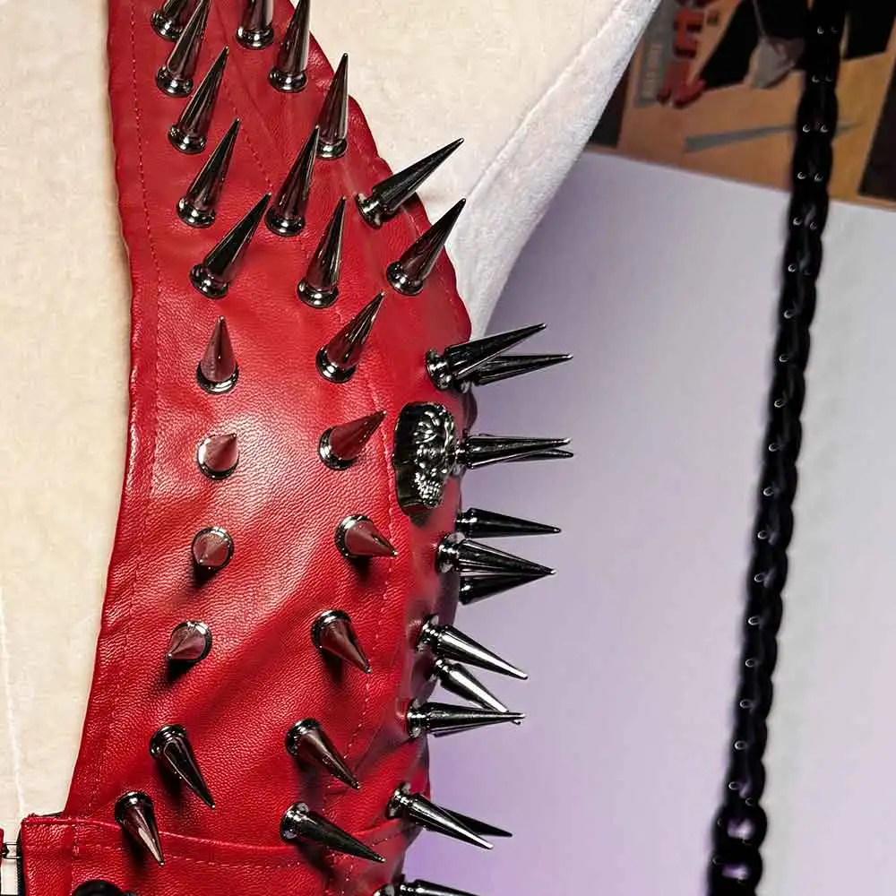 E-Girls سبايك رصع برشام بولي Leather الجلود ايمو الجرونج Y2K الرسن بروتيل القمم العصرية القوطية الشرير الصخرة القوطي ملابس للنادي في سن المراهقة Harajuku