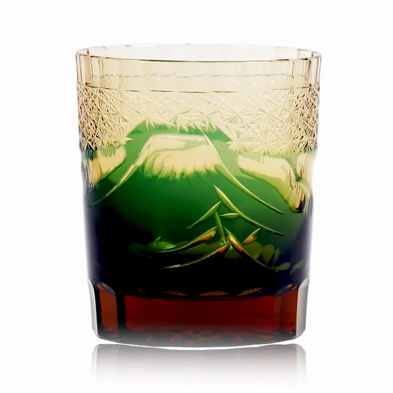 

Japanese hand-carved color whiskey crystal glass wine glass Japanese Edo cutter cup