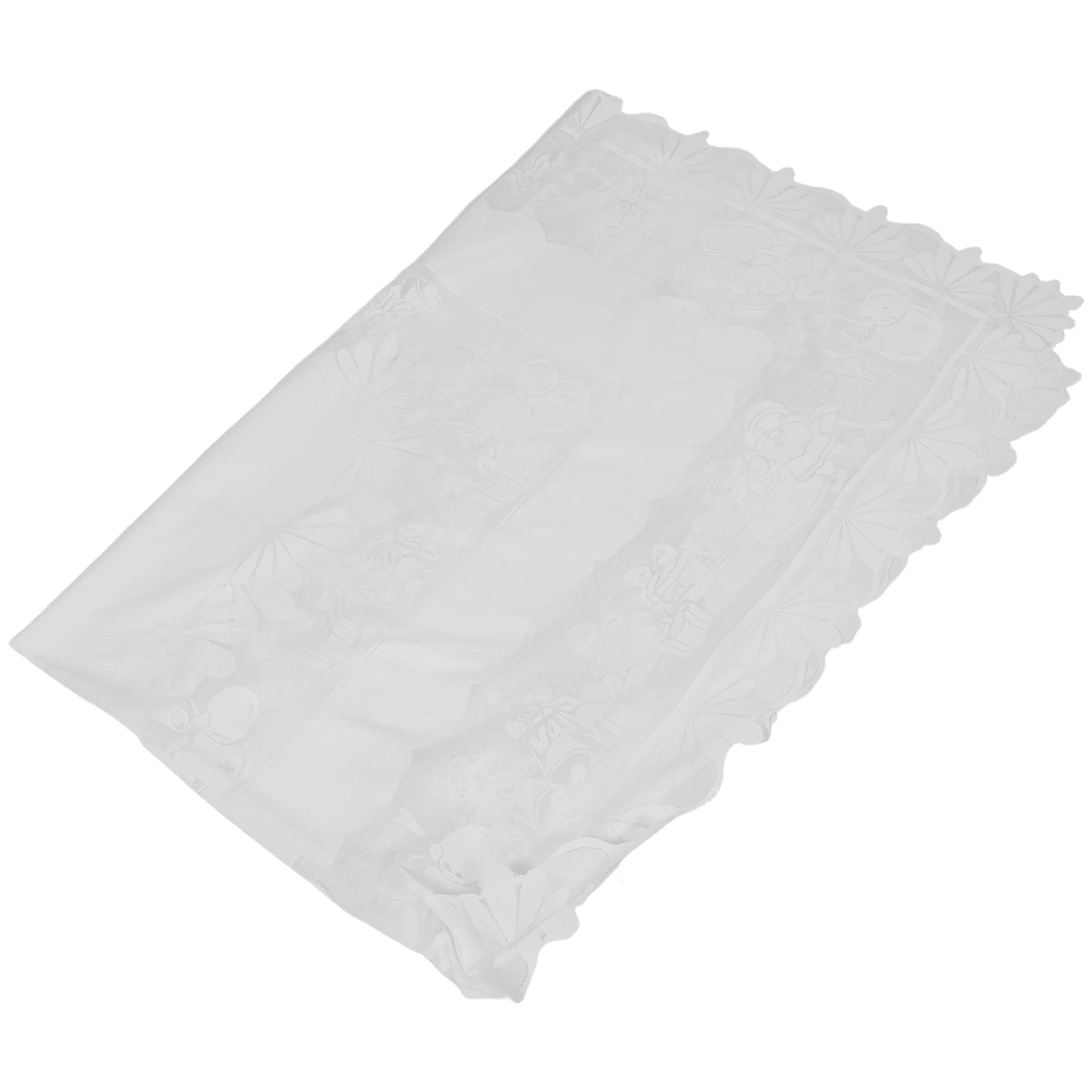 

White Lace Christmas Tablecloth 140x220cm Polyester Rectangular Table Cover for Holiday Dinner Decor Winter Party Dining Room