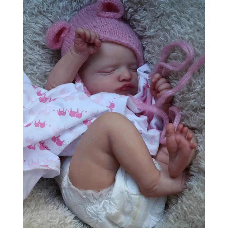 

48cm Cute Reborn Sleeping Baby Doll Girl Rosalie with Hand-Rooted Eyelashes Lifelike 3D Painting Venis High Quality Toys