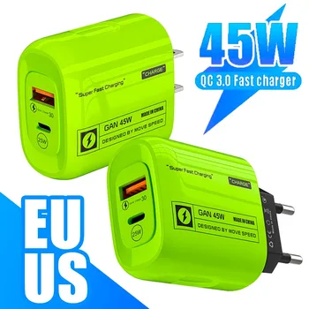 45W hızlı şarj USB tip C şarj ab abd PD 25W USB C yüksek hızlı QC3.0 hızlı şarj cep telefonu şarj IPhone Samsung