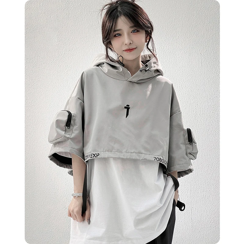 Unisex Four Seasons Functional Style Hooded Shawl High Street Casual Hiphop Trendy Tops Men'S Clothing Streetwear Dark Harajuku