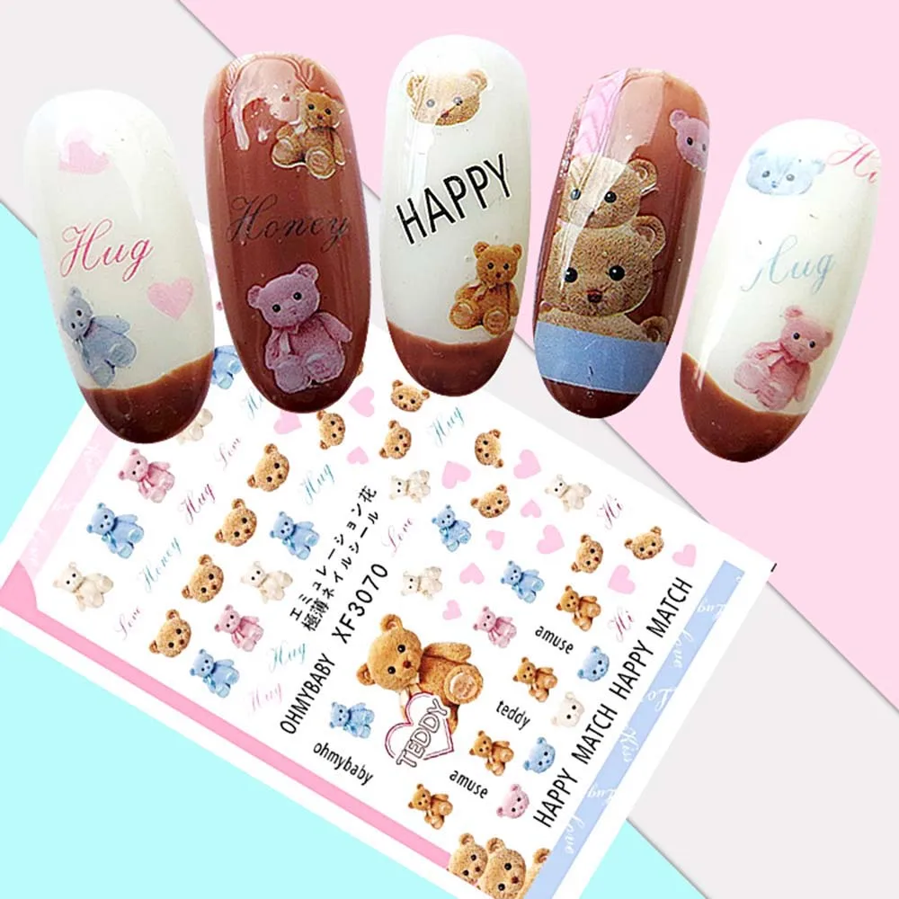 acrylic manicure tool Accessories Cute bear decorations sticker Art decorations sticker 3D Nail Art Stickers Exquisite design
