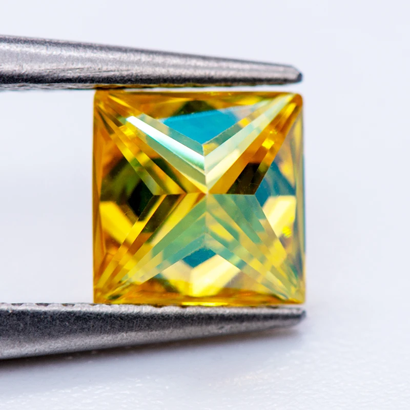 Moissanit-Stein, Prinzessinnen-Schliff, goldgelbe Farbe, VVS1, Edelstein-Charms, Perlen für die Herstellung von DIY-Schmuck, Ringe mit Zertifikat – Detail 11