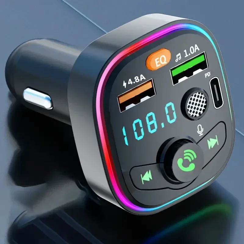 Wireless Car MP3 Player FM Transmitter with Type C PD 18W 3A Fast Charging and Handsfree Calling for iPhone Xiaomi Samsung Tools