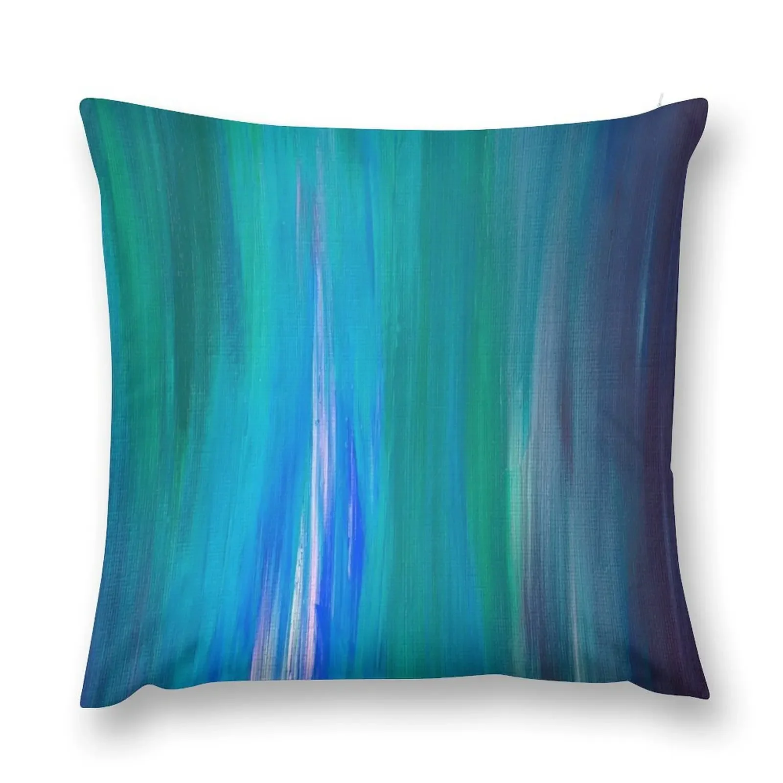 IRRADIATED BLUE Colorful Fine Art Indigo Teal Turquoise Modern Abstract Acrylic Painting Throw Pillow