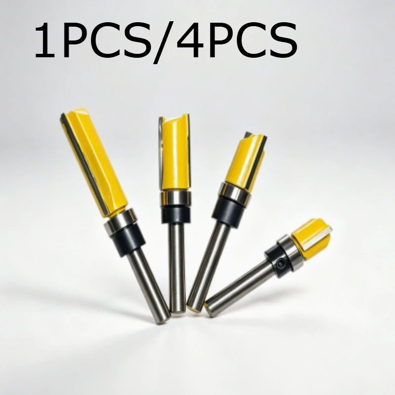 1PCS/4PCS 1/4′′Flush trim bit for Trim Router Woodworking 11.9mm 20mm 25mm 38mm trim router set Copy Wood carving bits Alloy