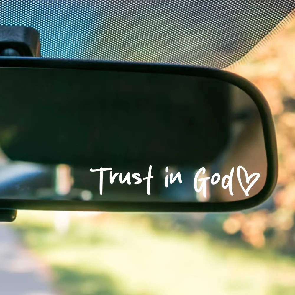 Unique Trust in God Car Sticker, Spiritual Accessory for Car Rearview Mirror, Make Your Car Stand Out with This Faith Decal