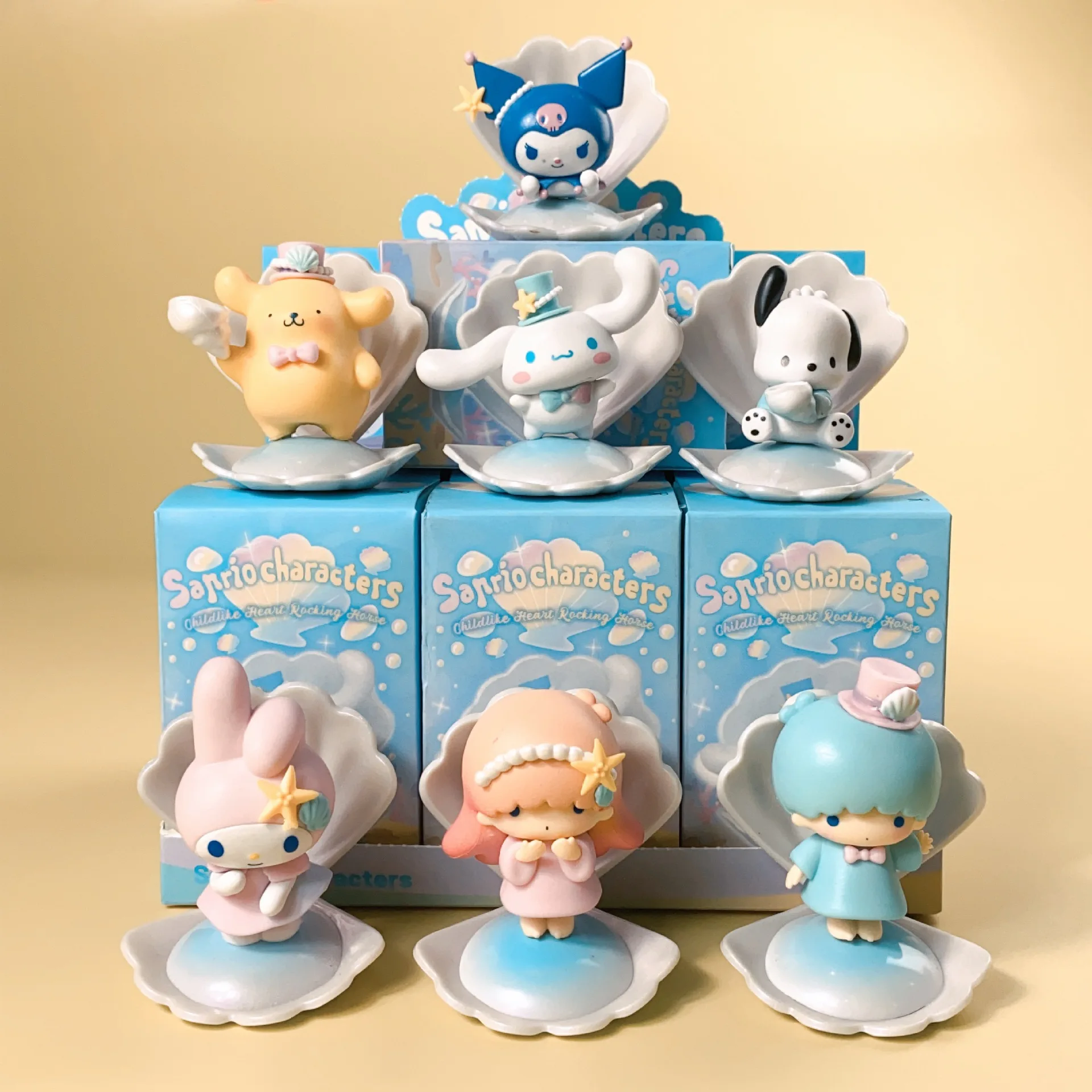 Sanrio Blind Box Kawaii Kuromi Cinnamoroll My Melody Figures Dolls Ocean Holiday Series Toy For Fans Gift