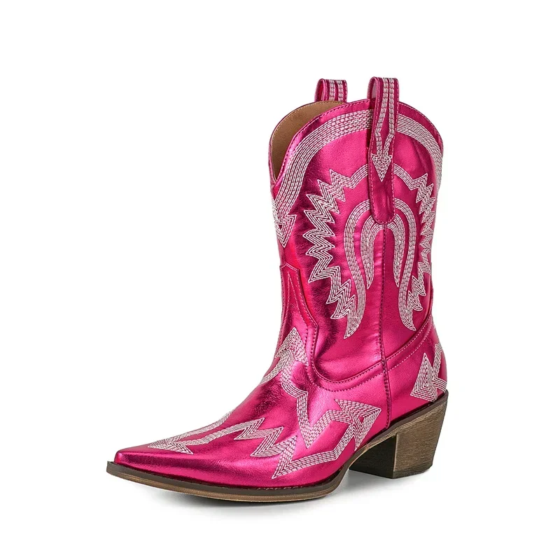 

2024 Women's Autumn/Winter New Embroidered Western Cowboy Boots, European And American Fashion High Heel Banquet Boots