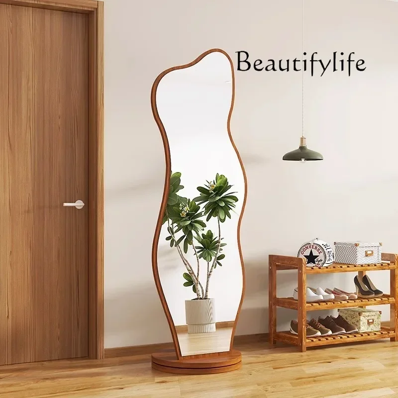 Rotatable full-body mirror Household full-length mirror Multifunctional floor fitting mirror Hanging clothes integrated