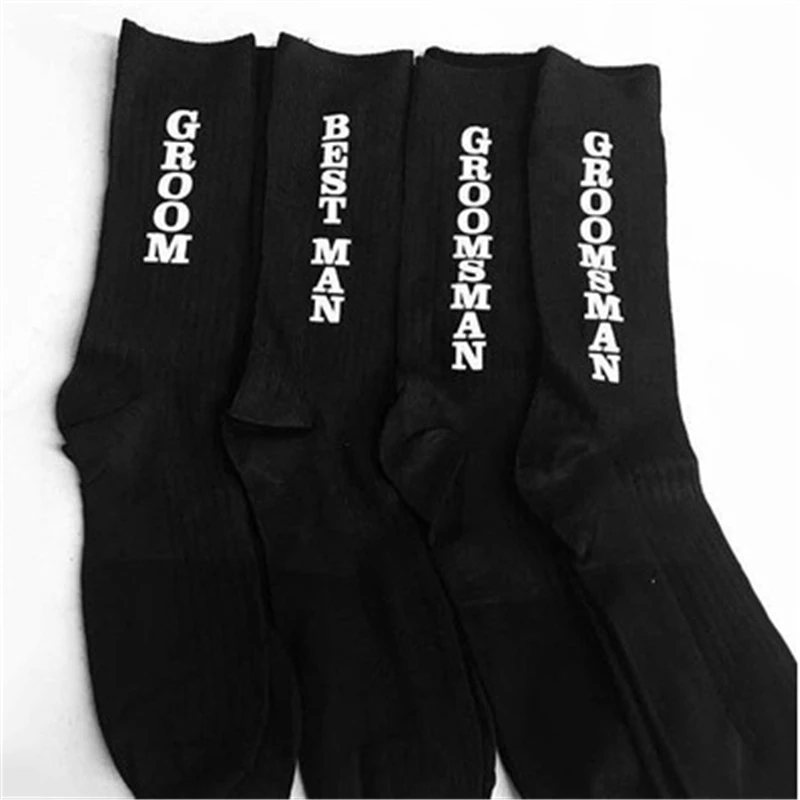 Funny Wedding Socks Black Groomsmen Best Man Groom Happy Wedding Sokken Party Dropship