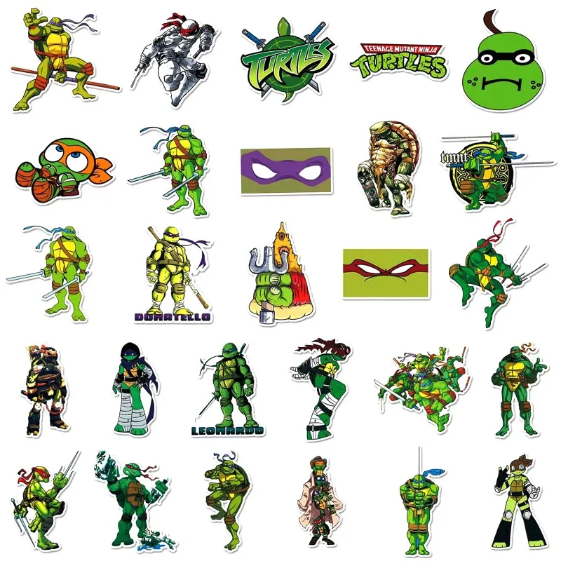 Pegatinas de Tortugas Ninja TMNT de Anime, calcomanía estética de dibujos animados Kawaii, decoración para ordenador portátil, motocicleta,