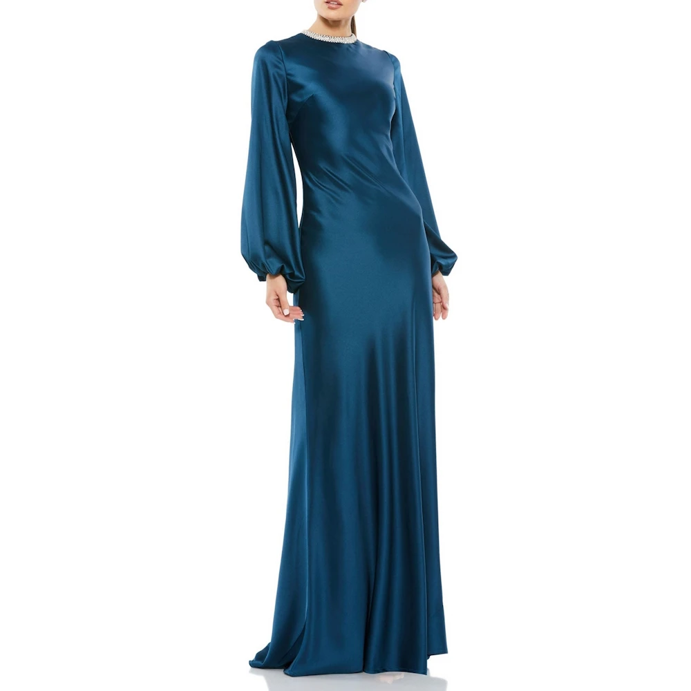 

ROSELLA Luxury O Neck Formal Occasion Gown Flare Sleeves Autumn Gala Dresses Floor Length Mermaid Haute Couture Dress