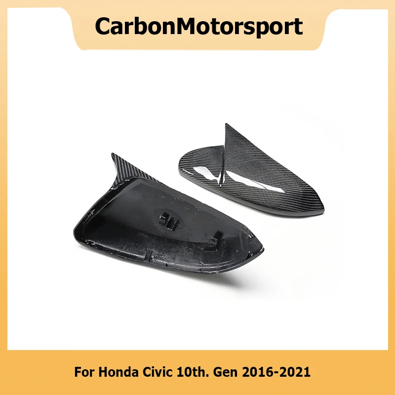 Add on/Replace Carbon Fiber Mirror Cover For Honda Civic 2016 2017 2018 2019 2020 2021 10th. Gen Rearview Side Door Ears Cap