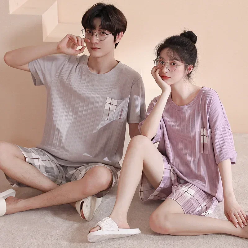 Sleepwear Couple Summer Short Sleeve Home Loose Casual Soft High Quality Affordable Skinny Comfortable Stylish Cute Atmosphere