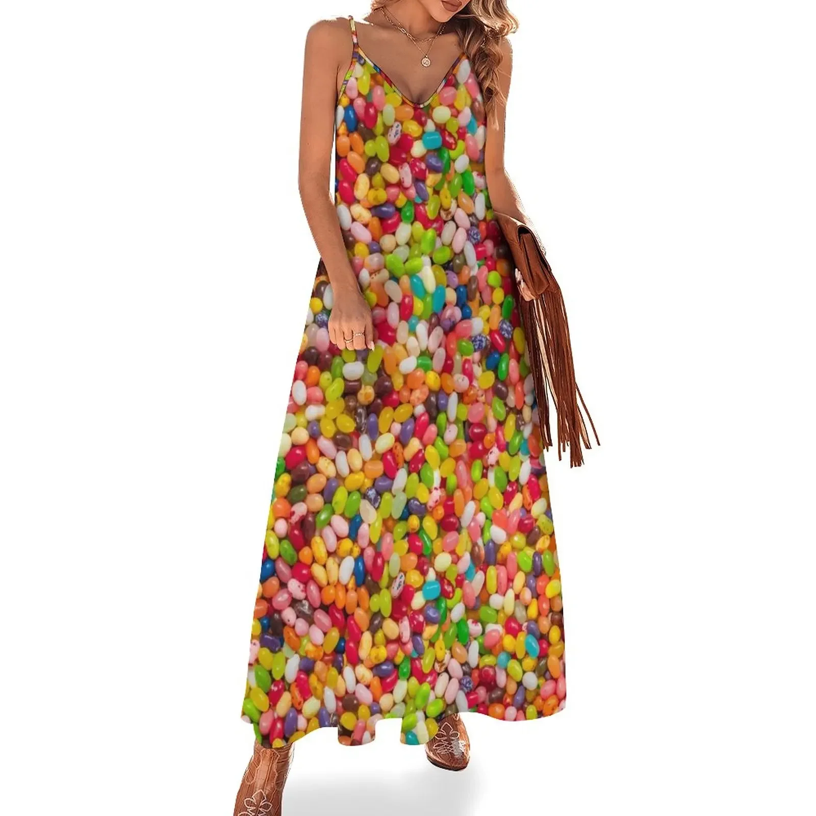 

Gourmet Jelly Bean Pattern Sleeveless Dress Female clothing evening dress ladies Dress
