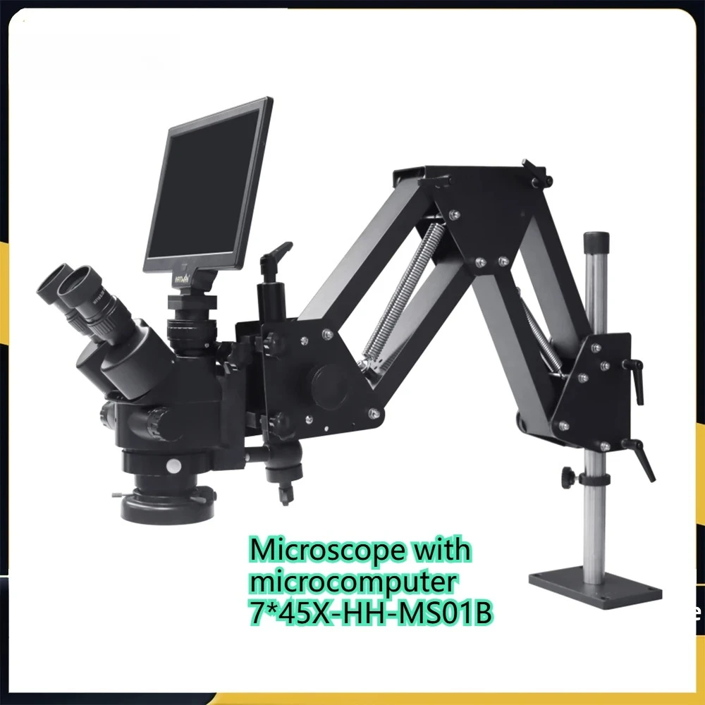MS01B 7X45X Binocular Precision Stereoscopic Microscope with Screen for Jewelry Engraving Identification Jade Jewelry Inspection