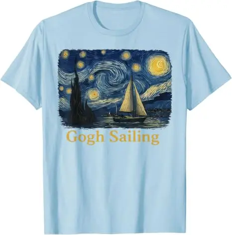 Gogh Segeln Matrose Segelboot Van Gogh Bootsfahrt Sternennacht T-Shirt Y2k Bootsfahrt Urlaub T-Shirt Humor Kunst Outdoor Ästhetisches Oberteil – Detail 13