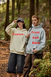 DIY Custom LOGO 450gsm Cotton French Terry Oversized Drop Shoulder Hoodie Men Grey Blue Street Wear Hip Hop Comfortable Hoodie