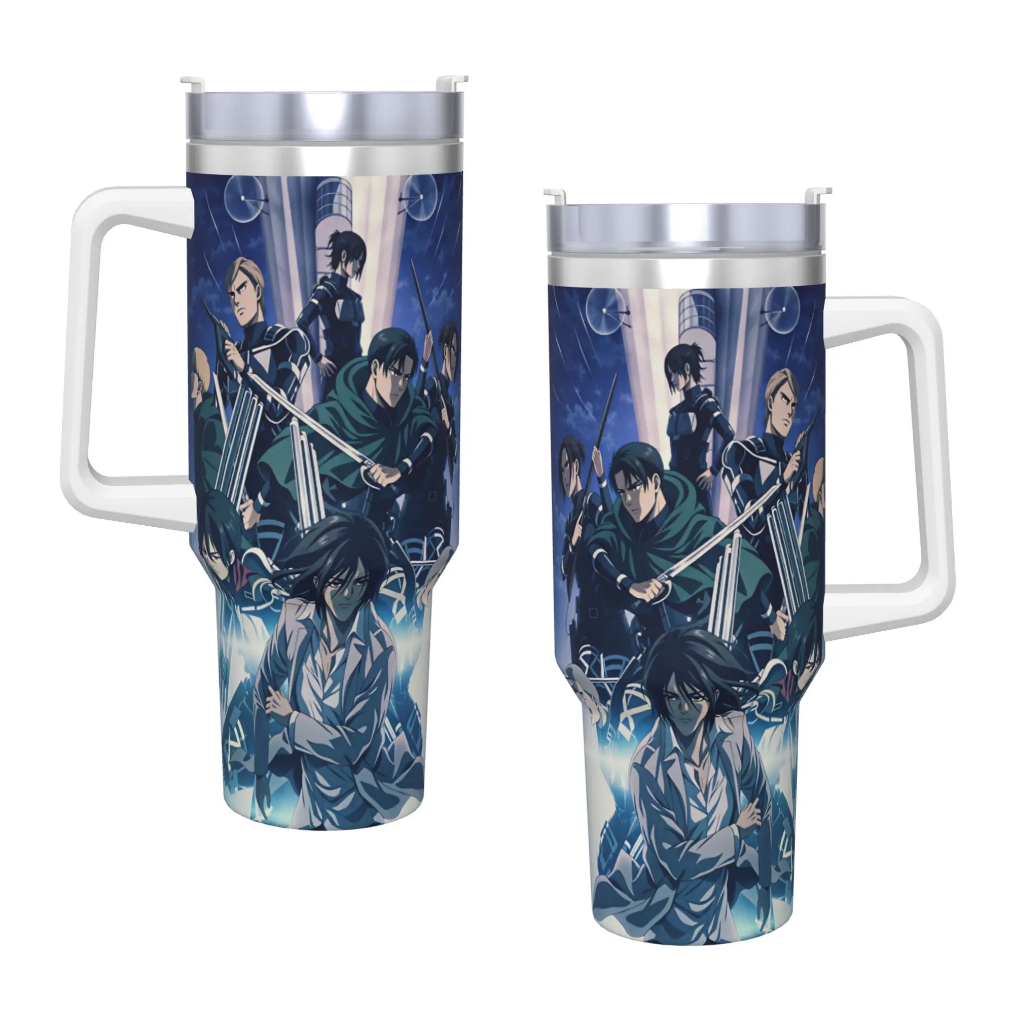 Attack On Titan Stainless Steel Tumbler  Camping Thermal Mug With Straws and Lid Large Mugs Cup Cold and Hot Water Bottle
