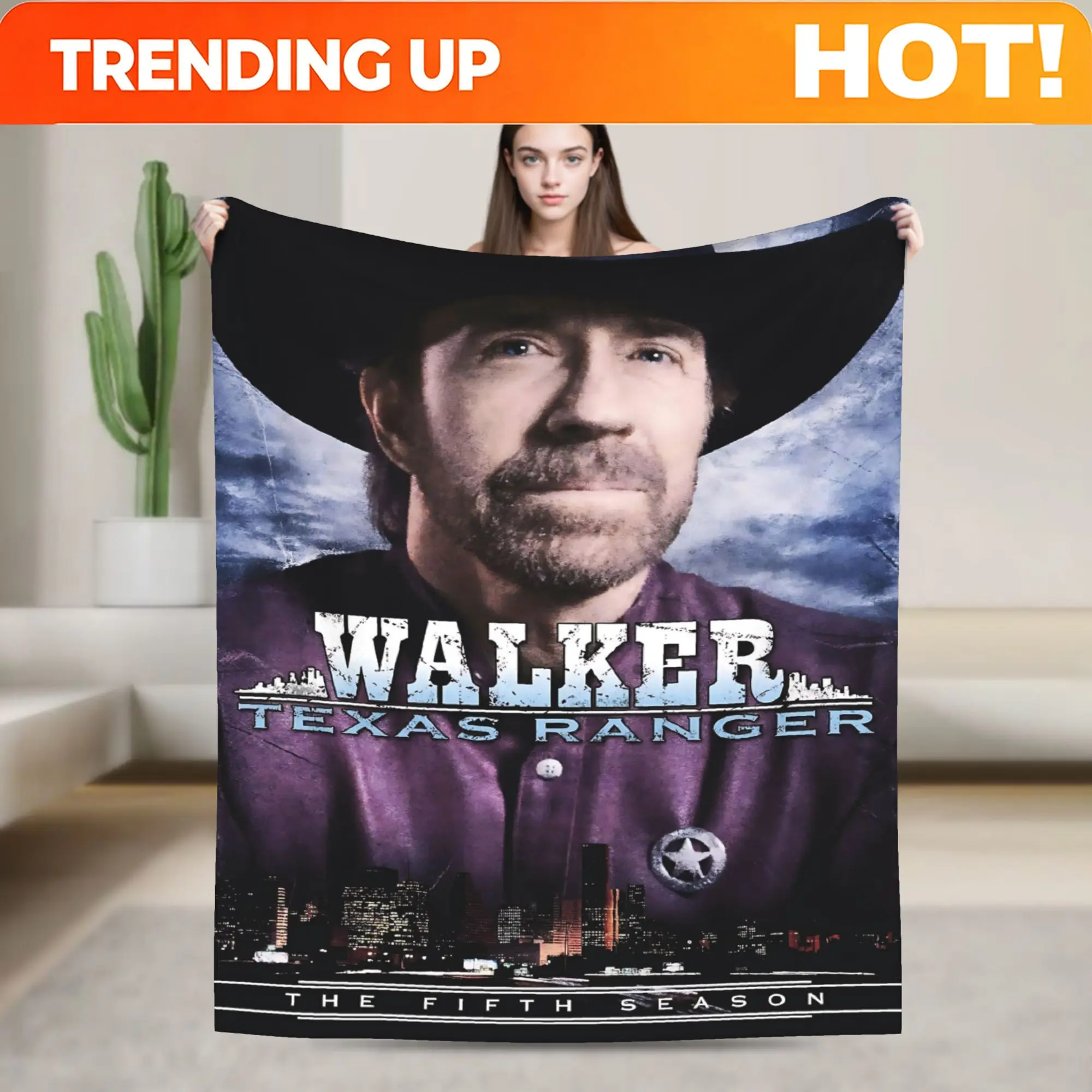 Customize High-Quality Walker Texas Ranger Season 5 Blanket, HD Nap Blanket, Multi-Purpose Printed Design for Outdoor Beach, Cam