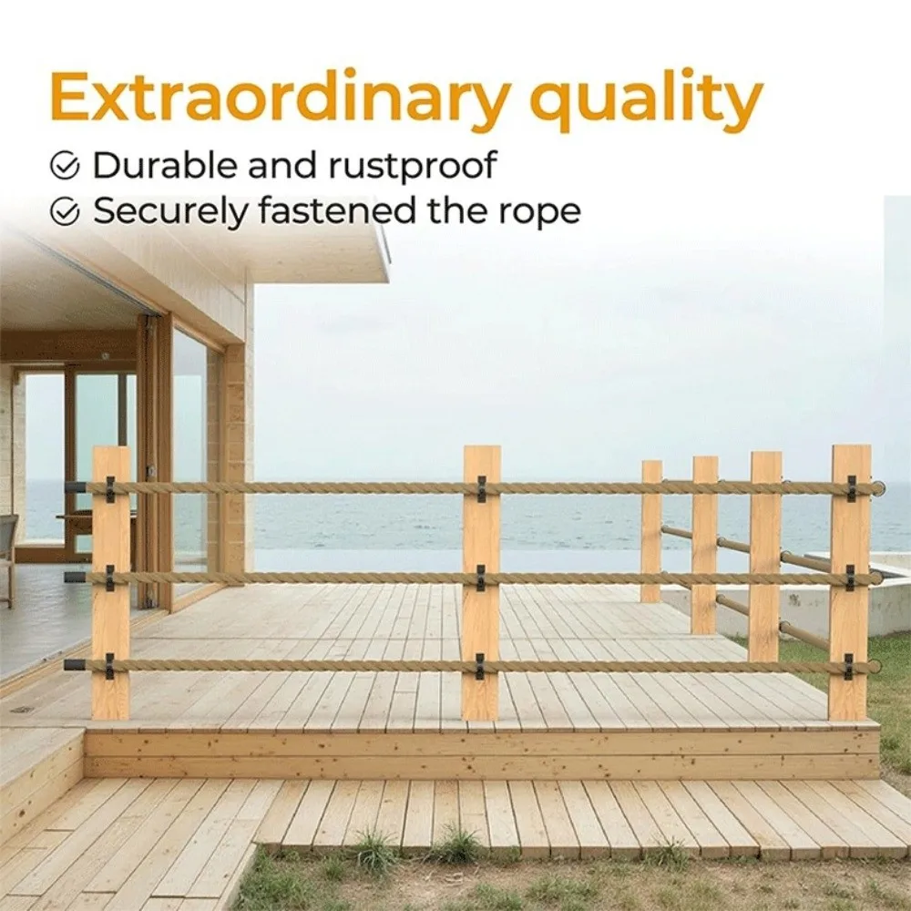 5Pcs Black Rope Fence Brackets Stainless Steel Fence Ring Rope Support Battle Ropes Anchor Rust-Proof Rope Holder