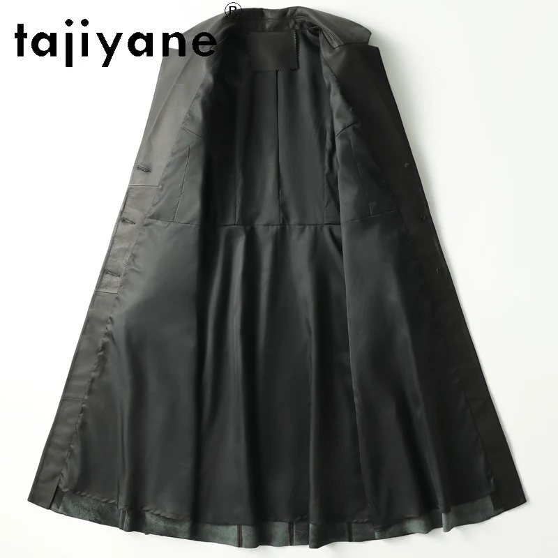 TAJIYANE سترة جلدية حقيقية امرأة جلد الغنم خندق معطف قسط سترات من الجلد الحقيقي 2025 الخريف امرأة الملابس 신상А вду터