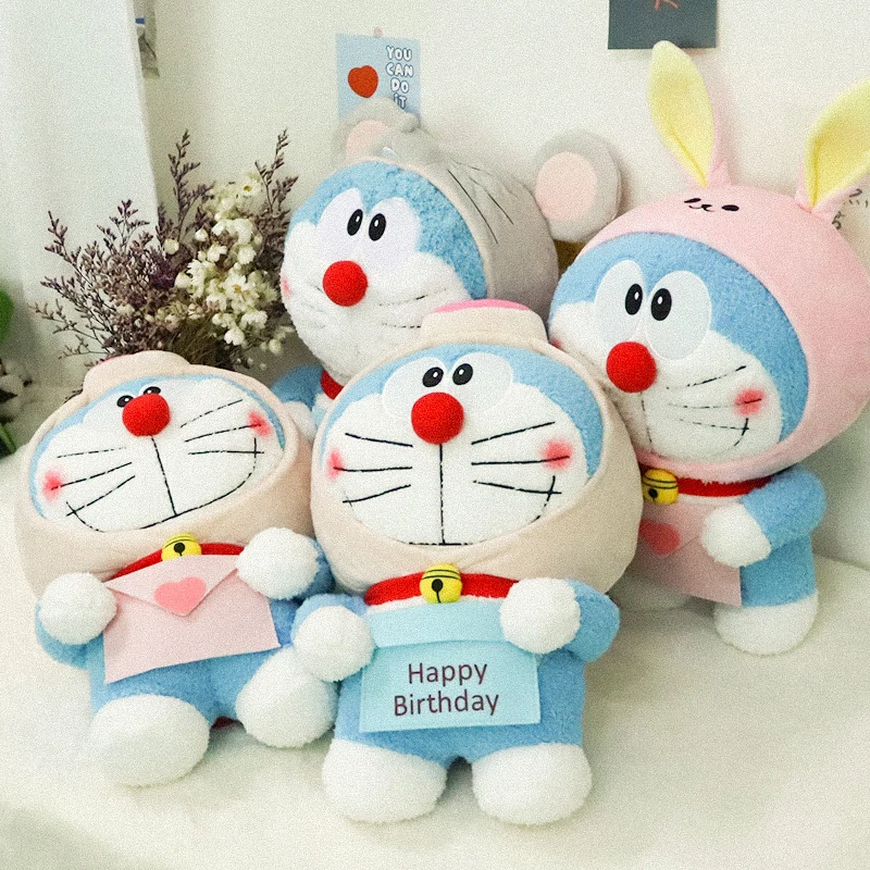 40cm Doraemon Plush Toys Classic Cute Plushie Cartoon Anime Birthday Pillow Doll Kawaii Stuffed Gift for Childrens Xmas