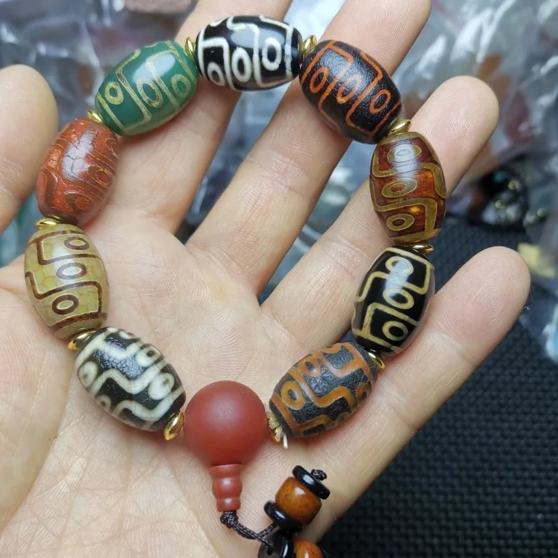 Retro Nine-eyed Dzi Bead Agate Bracelet, Duobao Weathered Bracelet, The Same Famous Style