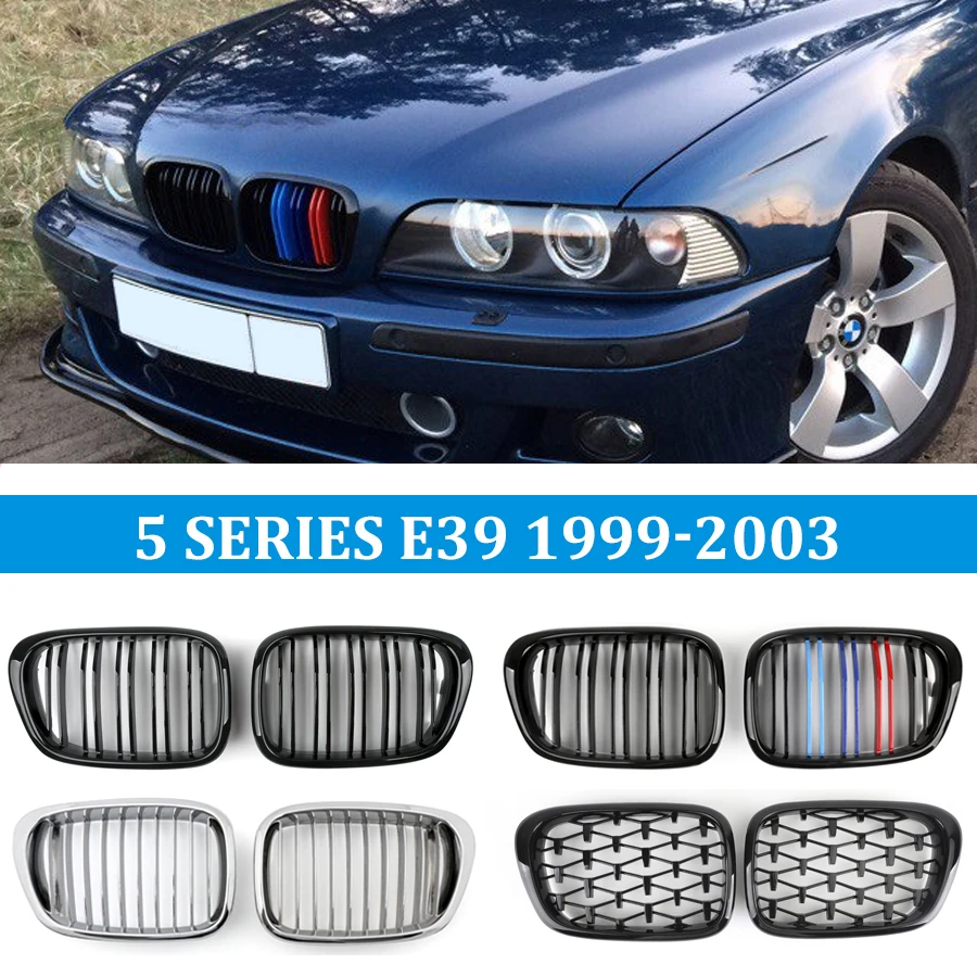 for BMW E39 5 Series Facelift Grill Black Matte Chrome Front Kidney Grille Car Tuning Body Kit