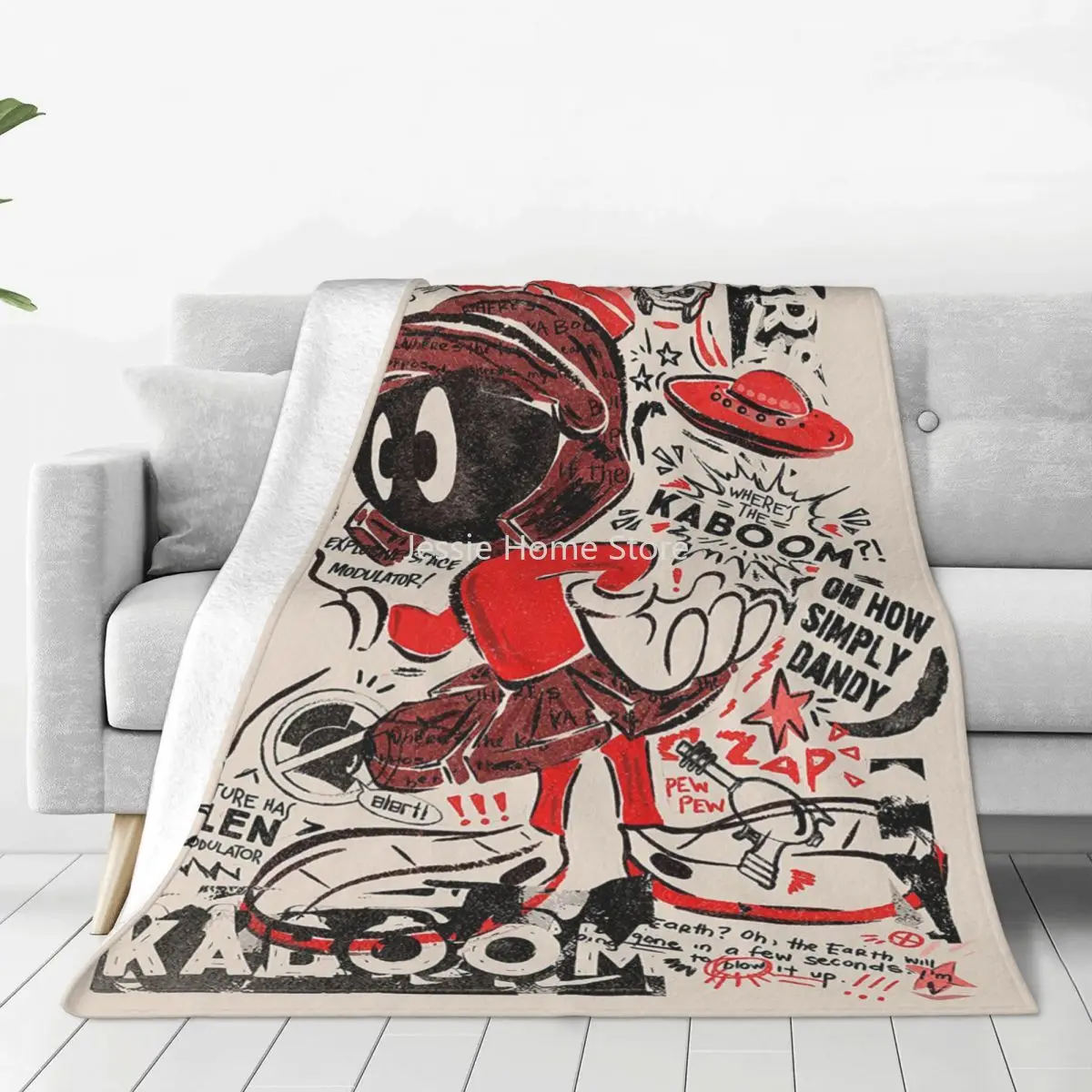 

Marvin The Martian Blankets Flannel Printed Video Game Alien Portable Super Warm Throw Blanket for Bedding Bedroom Quilt