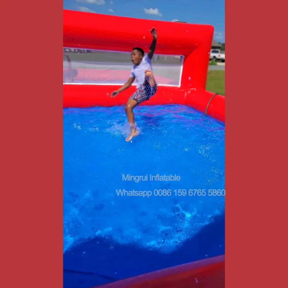 Gigante inflável piscina de água de praia vermelha, campo de vôlei, parque jogo paly para reunião familiar fora, 52x27ft