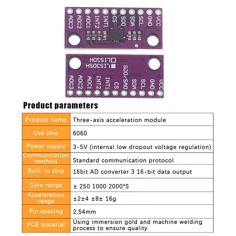 Módulo acelerómetro triaxial de alta resolución LIS3DSH, 1/3/5 uds., para Arduino